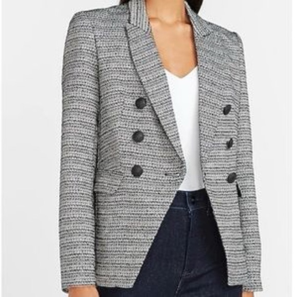 Express Tweed Metallic Double Breasted Blazer